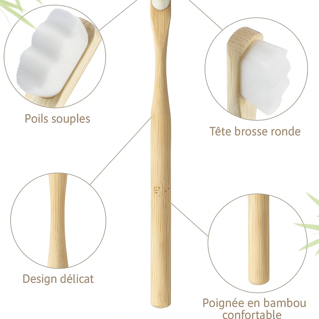 Brosse à Dents Bambou Ultra-Douce – Lot de 4